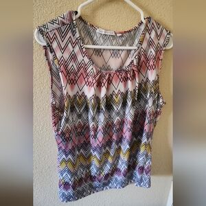 Pink Notations Sleeveless Blouse